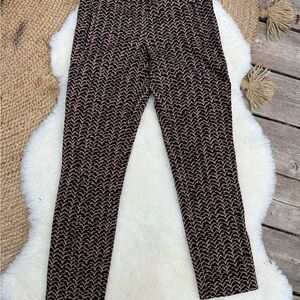 Super Cute and Flattering Black and Tan Patterned Pants from Anthropologie